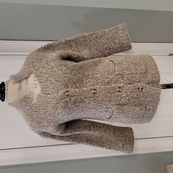 Dorothy Perkins Wool Blend Cream And Brown Cardigan - Size 14 - Picture 2 of 6